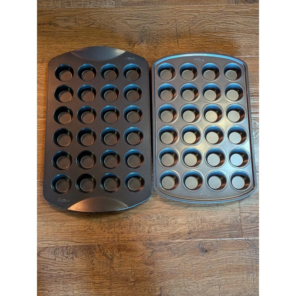 Wilton 24 Cup Mini Muffin Pan Nonstick 24 Cavity Bite Size Cupcake Tray Lot Of 2